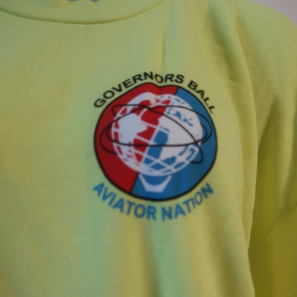 NWT Womens Aviator Nation Neon Yellow Governors Ball Graphic Sweatshirt M - Picture 5 of 15